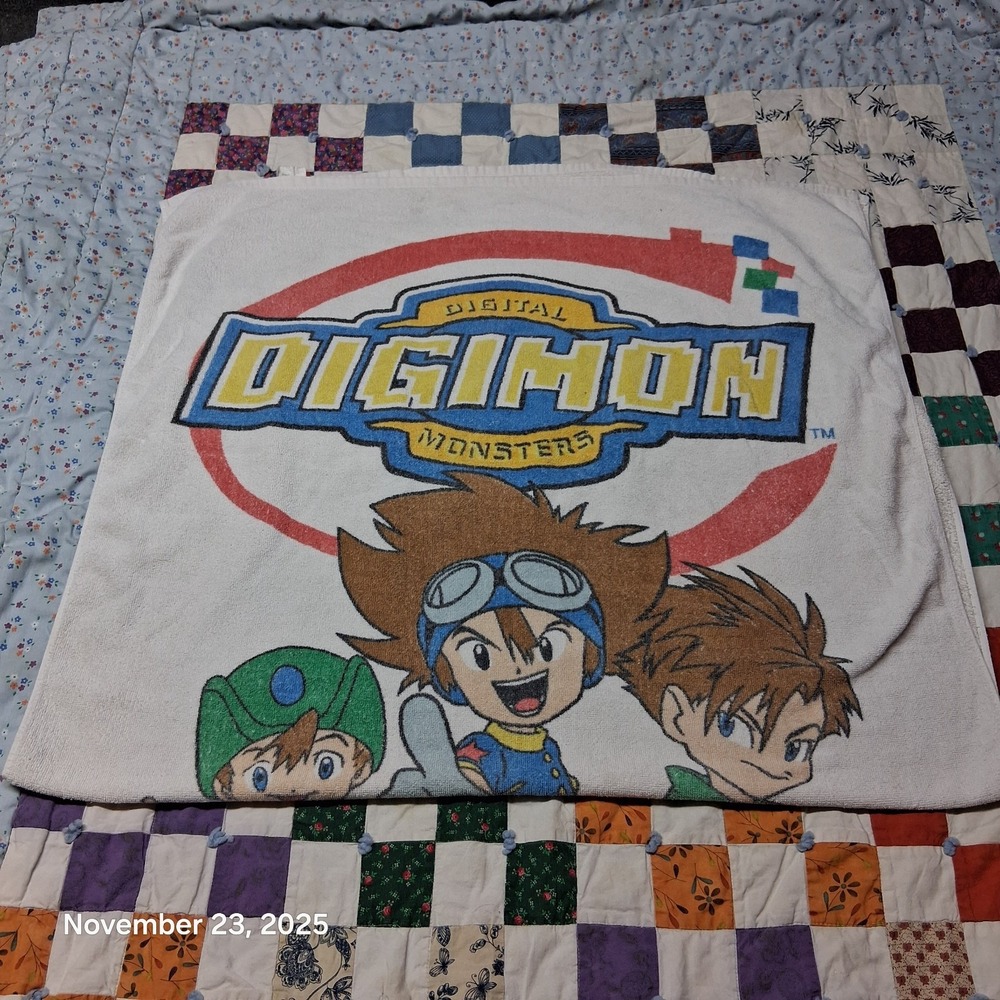 Vintage Digimon Digital Monsters Bath Towel Y2K 2000 Unbeatable Team H2F‎